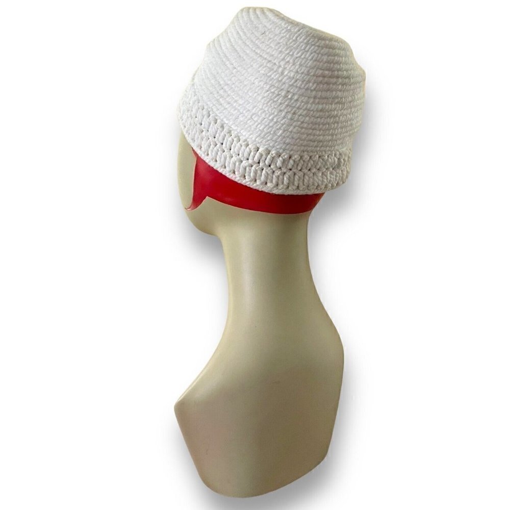 Vintage 1940s Everitt Needlepoint Womens White Beehive Tilt Hat Sculpted Toque - Picture 6 of 16